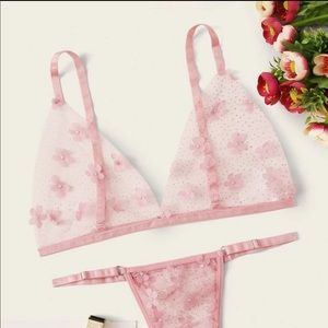 NWT Shein: Beautiful Embroidered Pink Flower Lingere
